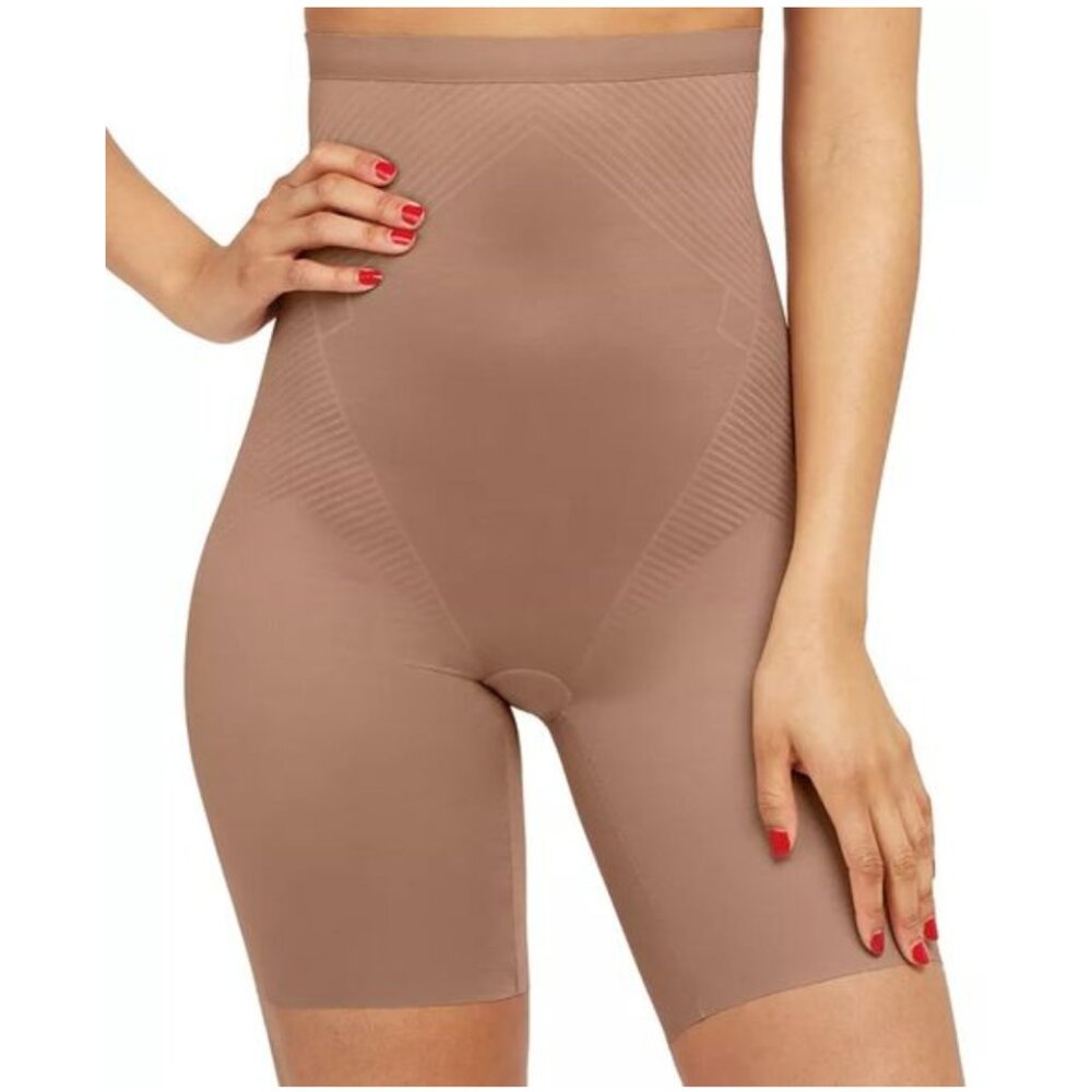 NWT SPANX Thinstincts ® 2.0 High-Waisted Mid-Thigh Short in Cafe Au Lait Size S